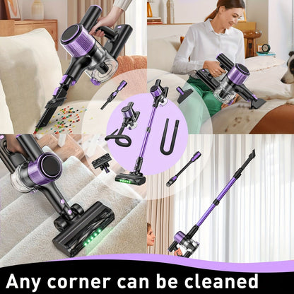 Cordless Vacuum Cleaner, 10 in 1 Stick Vacuum with Powerful Suction, Hose, Green LED Light, Anti-Tangle V1313-AU-A27V-1