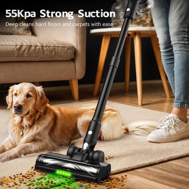 Cordless Vacuum Cleaner, 55Kpa/55Mins Vacuum Cleaners for Home. Self-Standing Stick Vacuum with Rechargeable V1313-AU-H28B