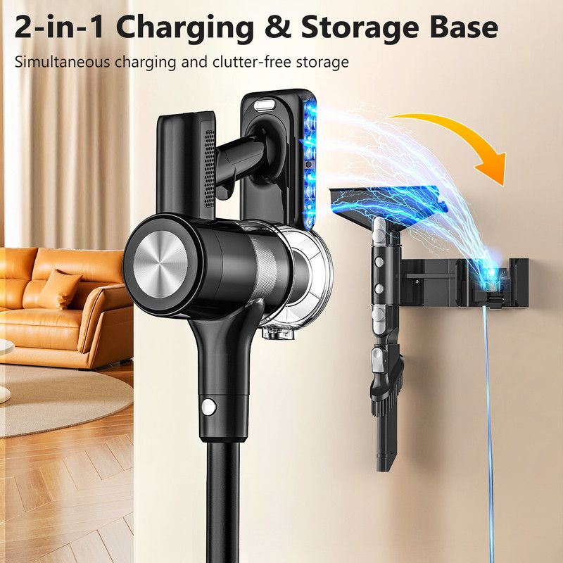 Cordless Vacuum Cleaner, 55Kpa/55Mins Vacuum Cleaners for Home. Self-Standing Stick Vacuum with Rechargeable V1313-AU-H28B