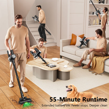 Cordless Vacuum Cleaner, 55Kpa/55Mins Vacuum Cleaners for Home. Self-Standing Stick Vacuum with Rechargeable V1313-AU-H28B-1