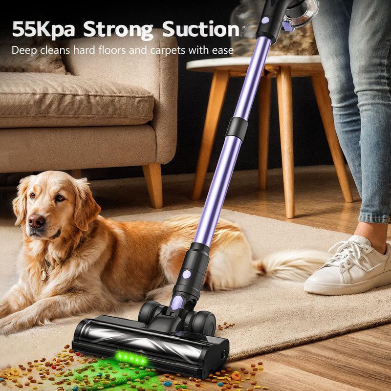 Cordless Vacuum Cleaner, 55Kpa/55mins Self-Standing Powerful Stick Lightweight Vacuum Cleaner for Home Pet V1313-AU-H28V