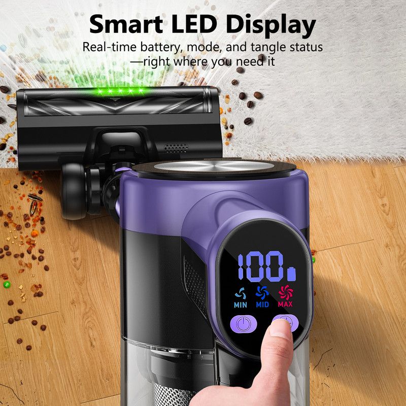 Cordless Vacuum Cleaner, 55Kpa/55mins Self-Standing Powerful Stick Lightweight Vacuum Cleaner for Home Pet V1313-AU-H28V