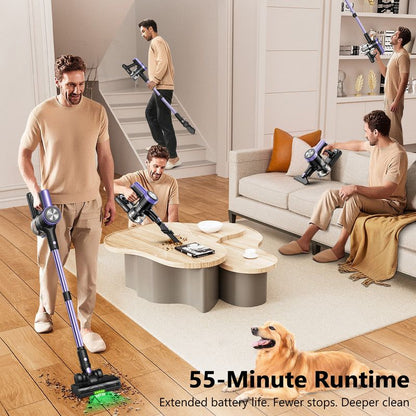 Cordless Vacuum Cleaner, 55Kpa/55mins Self-Standing Powerful Stick Lightweight Vacuum Cleaner for Home Pet V1313-AU-H28V