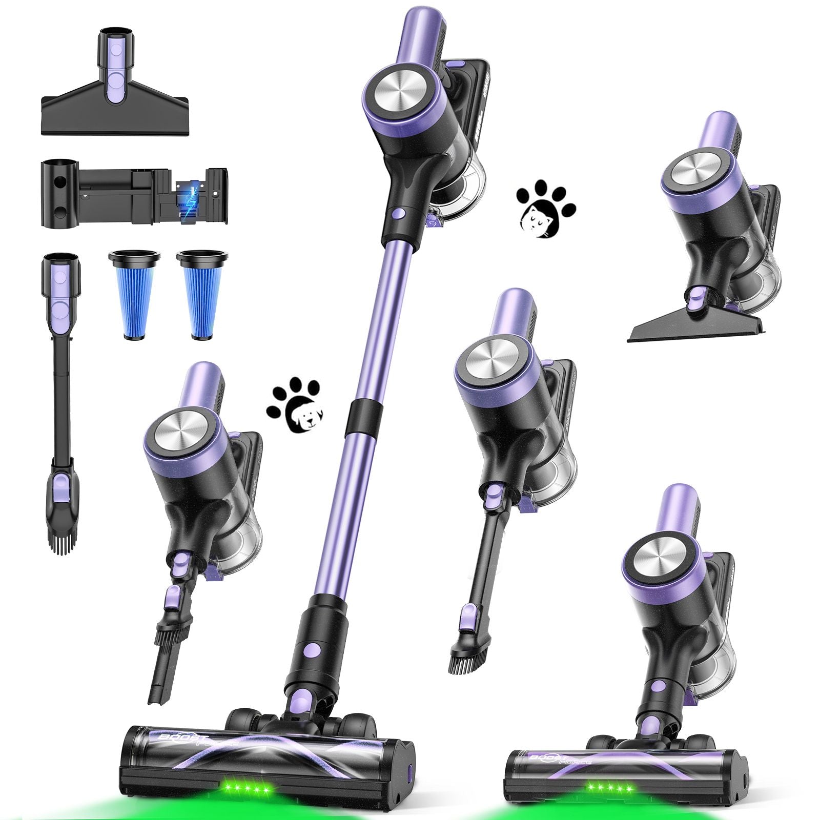 Cordless Vacuum Cleaner, 55Kpa/55mins Self-Standing Powerful Stick Lightweight Vacuum Cleaner for Home Pet V1313-AU-H28V-1