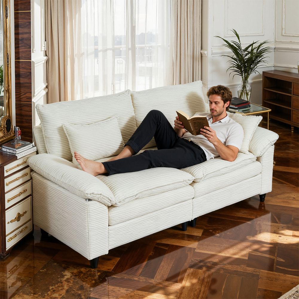 Minimalist-style two-seater sofa, unlocking cozy moments for two - White V1316-2182-BG-L2182-BG-R