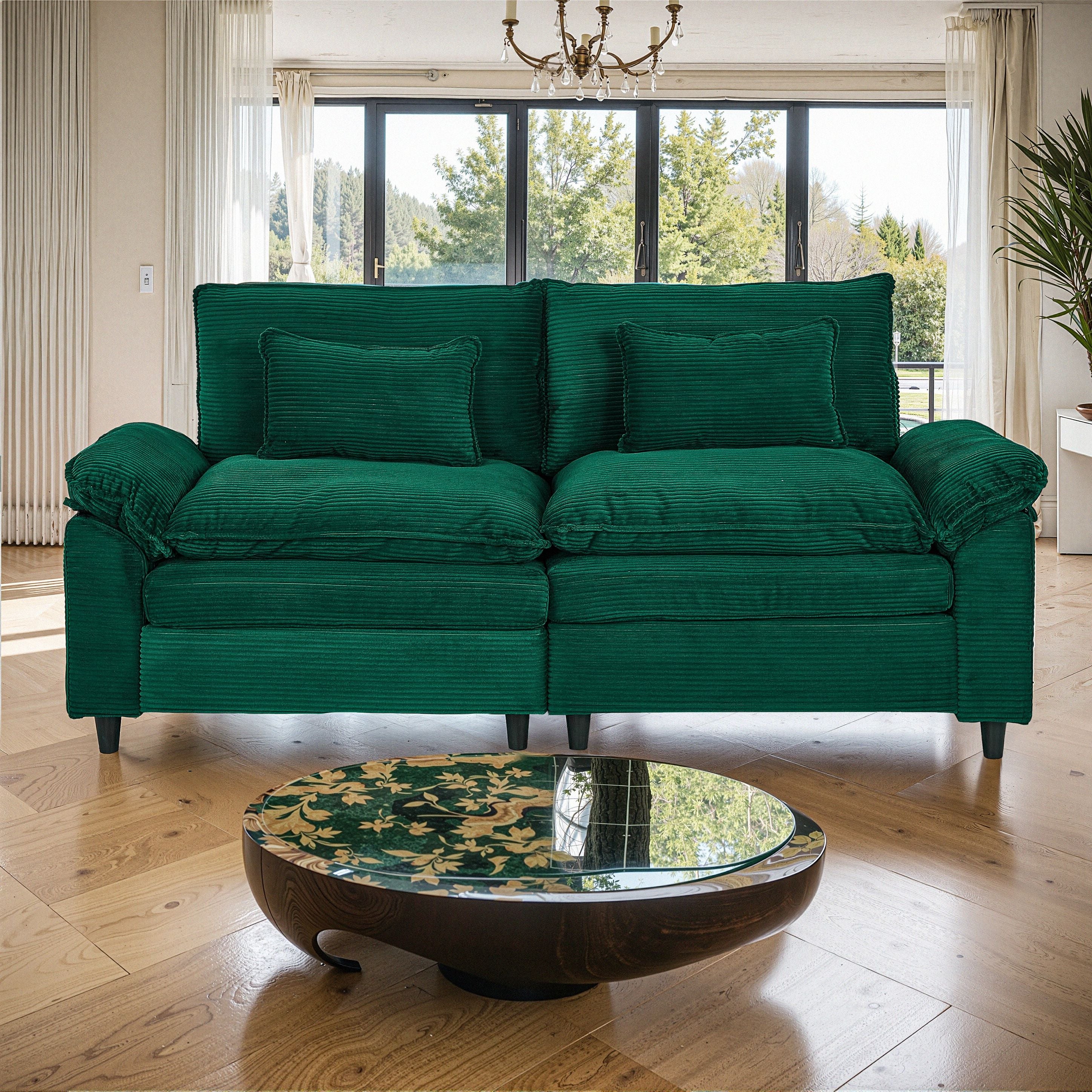 Minimalist-style two-seater sofa, unlocking cozy moments for two - White V1316-2182-BG-L2182-BG-R