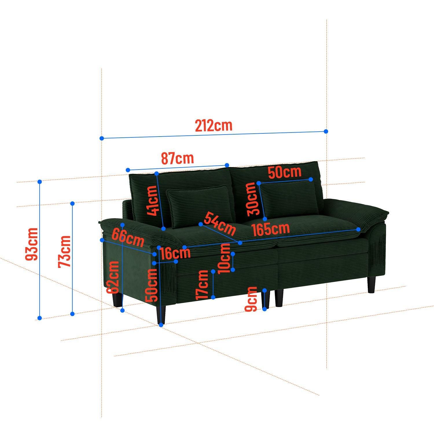 Minimalist-style two-seater sofa, unlocking cozy moments for two - White V1316-2182-BG-L2182-BG-R