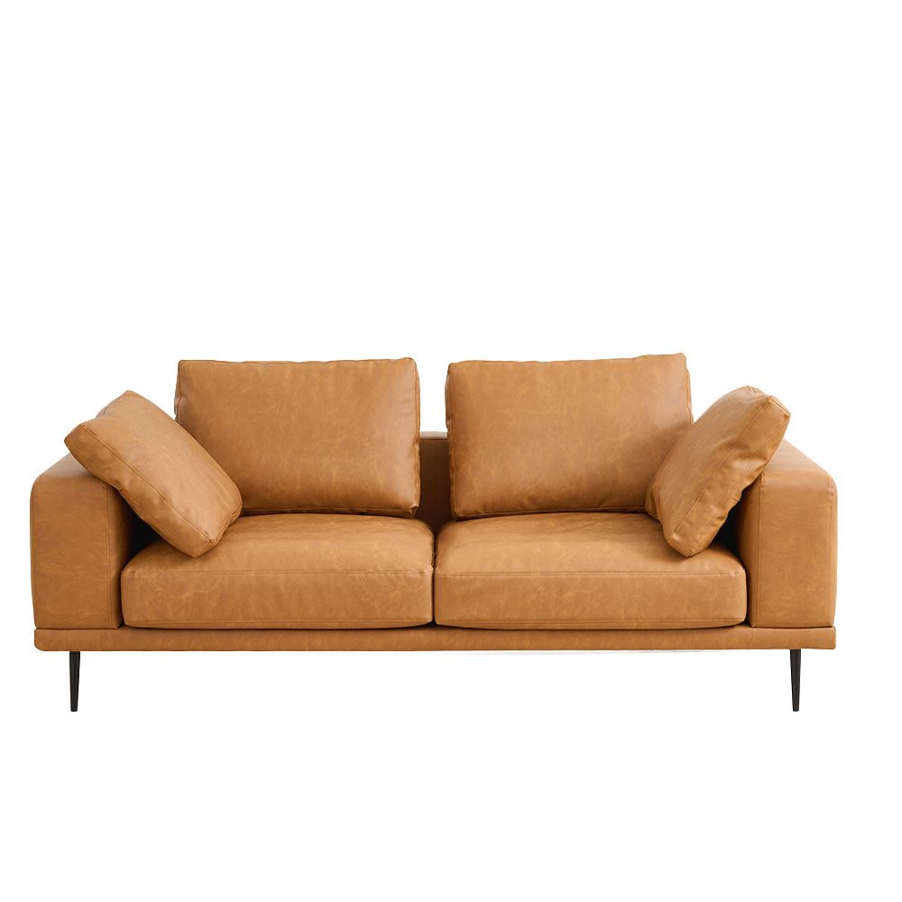 Modern Deep-Seated Sofa, Two-seater, Faux Leather, Brown - Brown PU leather V1316-8219-BROWN