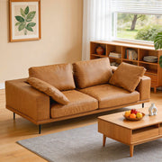 Modern Deep-Seated Sofa, Two-seater, Faux Leather, Brown - Brown PU leather V1316-8219-BROWN