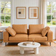 Modern Deep-Seated Sofa, Two-seater, Faux Leather, Brown - Brown PU leather V1316-8219-BROWN
