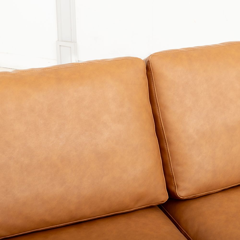 Modern Deep-Seated Sofa, Two-seater, Faux Leather, Brown - Brown PU leather V1316-8219-BROWN