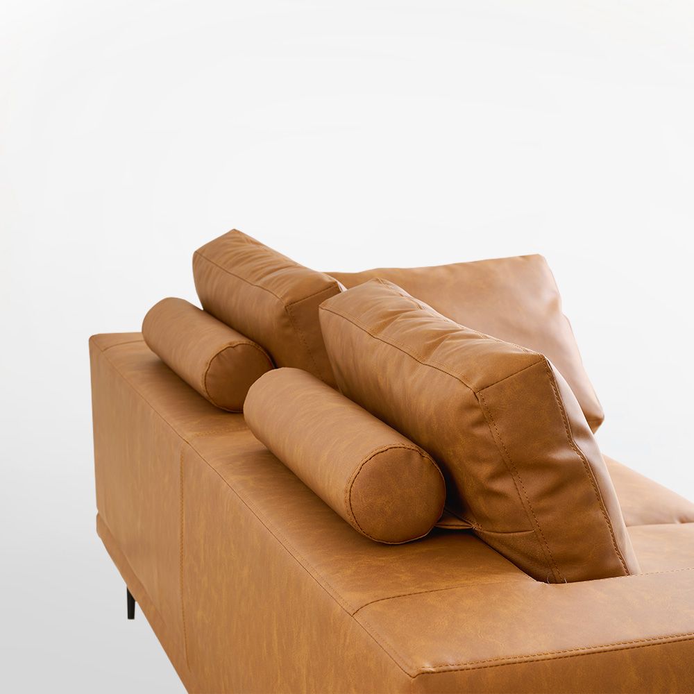 Modern Deep-Seated Sofa, Two-seater, Faux Leather, Brown - Brown PU leather V1316-8219-BROWN