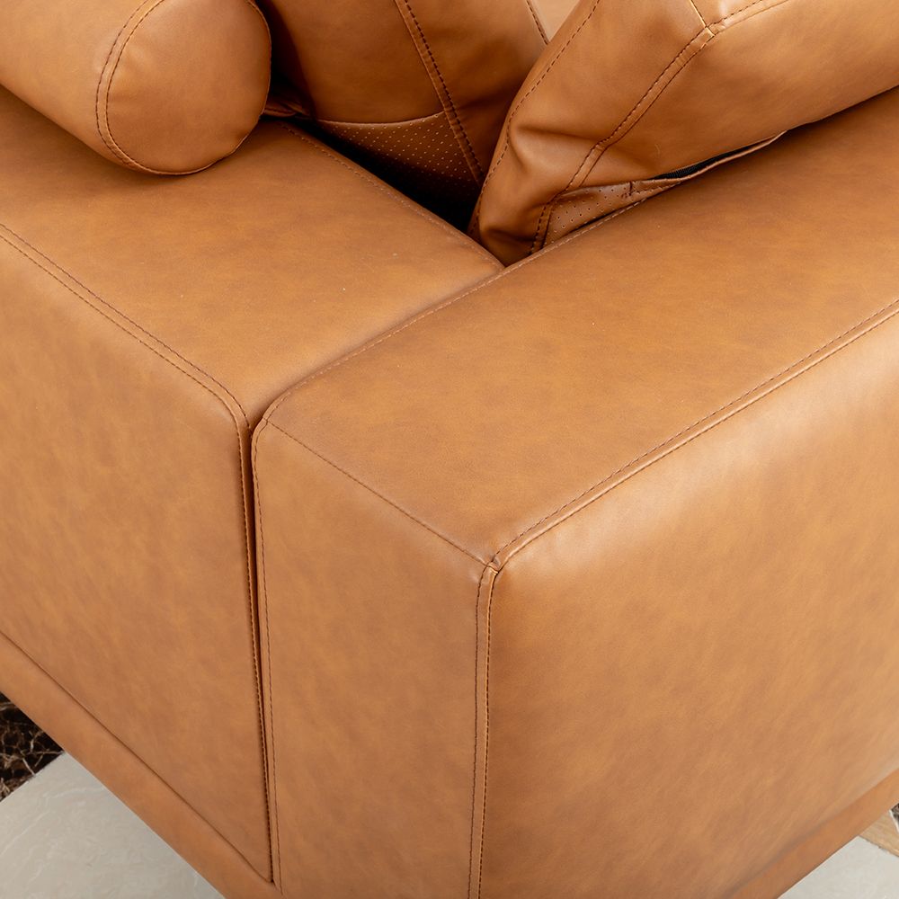 Modern Deep-Seated Sofa, Two-seater, Faux Leather, Brown - Brown PU leather V1316-8219-BROWN