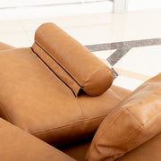 Modern Deep-Seated Sofa, Two-seater, Faux Leather, Brown - Brown PU leather V1316-8219-BROWN