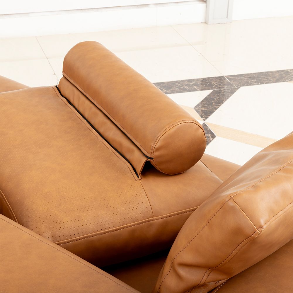 Modern Deep-Seated Sofa, Two-seater, Faux Leather, Brown - Brown PU leather V1316-8219-BROWN