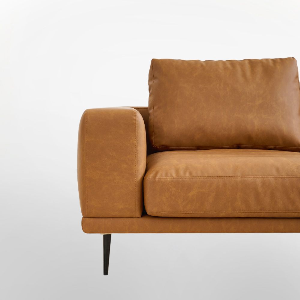 Modern Deep-Seated Sofa, Two-seater, Faux Leather, Brown - Brown PU leather V1316-8219-BROWN
