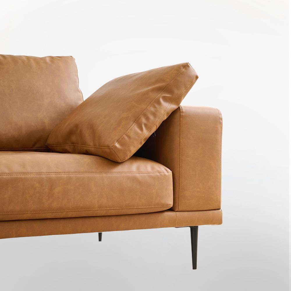 Modern Deep-Seated Sofa, Two-seater, Faux Leather, Brown - Brown PU leather V1316-8219-BROWN