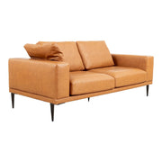 Modern Deep-Seated Sofa, Two-seater, Faux Leather, Brown - Brown PU leather V1316-8219-BROWN