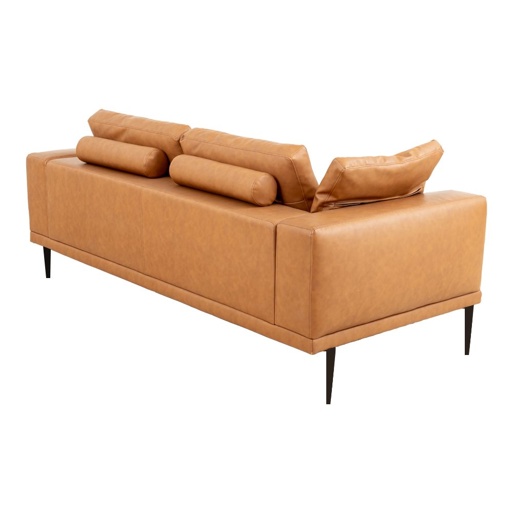 Modern Deep-Seated Sofa, Two-seater, Faux Leather, Brown - Brown PU leather V1316-8219-BROWN