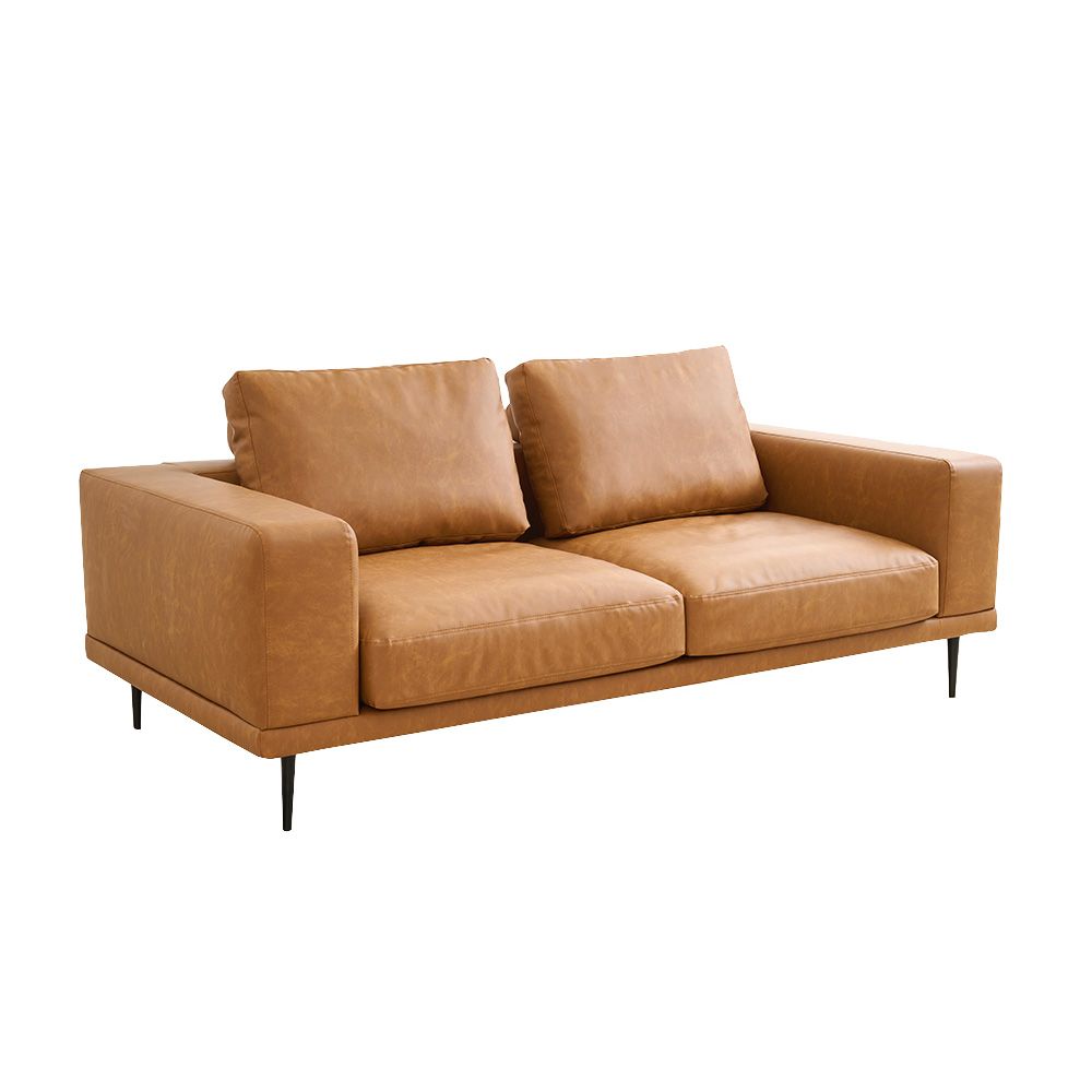Modern Deep-Seated Sofa, Two-seater, Faux Leather, Brown - Brown PU leather V1316-8219-BROWN