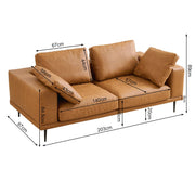 Modern Deep-Seated Sofa, Two-seater, Faux Leather, Brown - Brown PU leather V1316-8219-BROWN