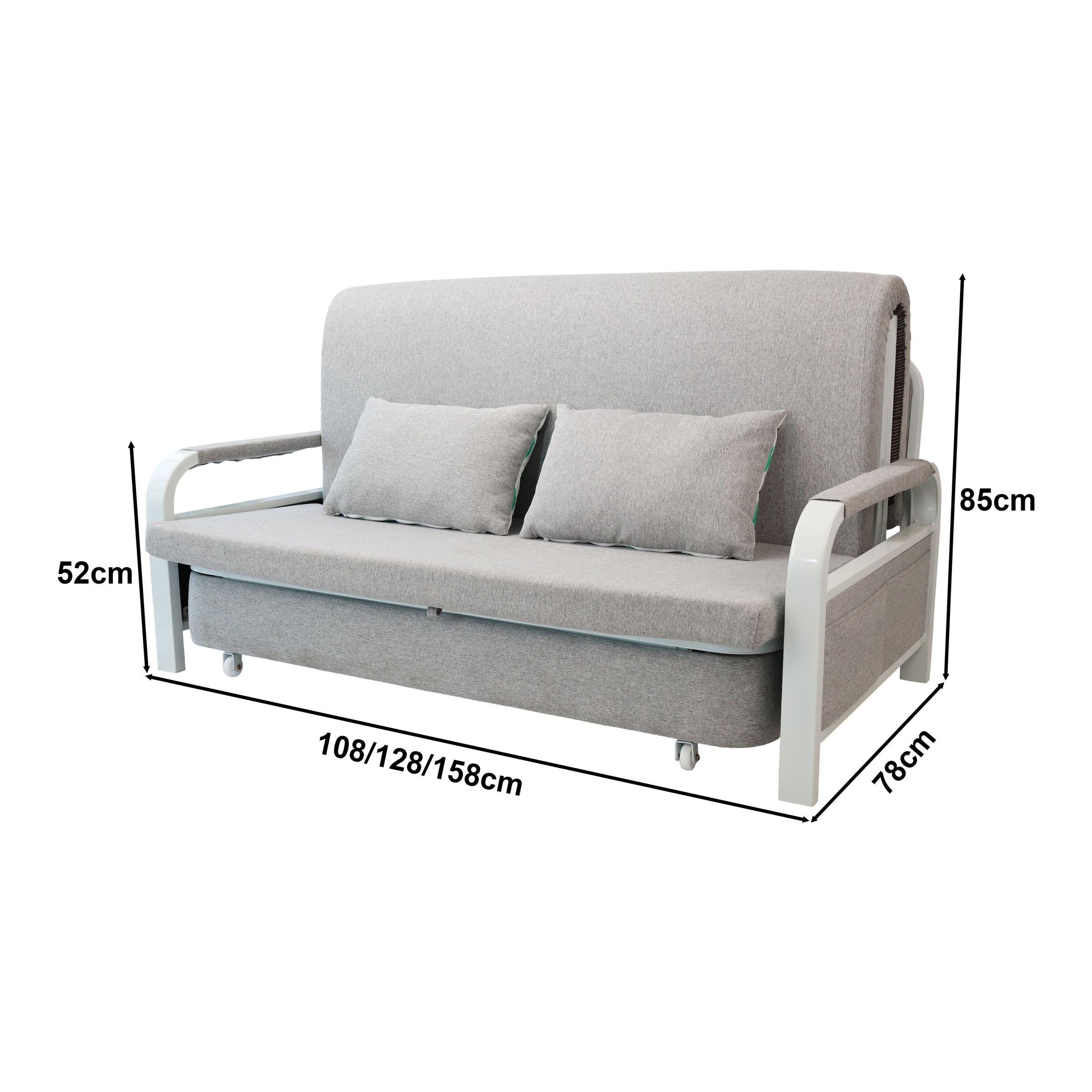 2 In 1 Sofa Bed Beneath Foldable Carbon Hidden Storage Sofa - 108cm