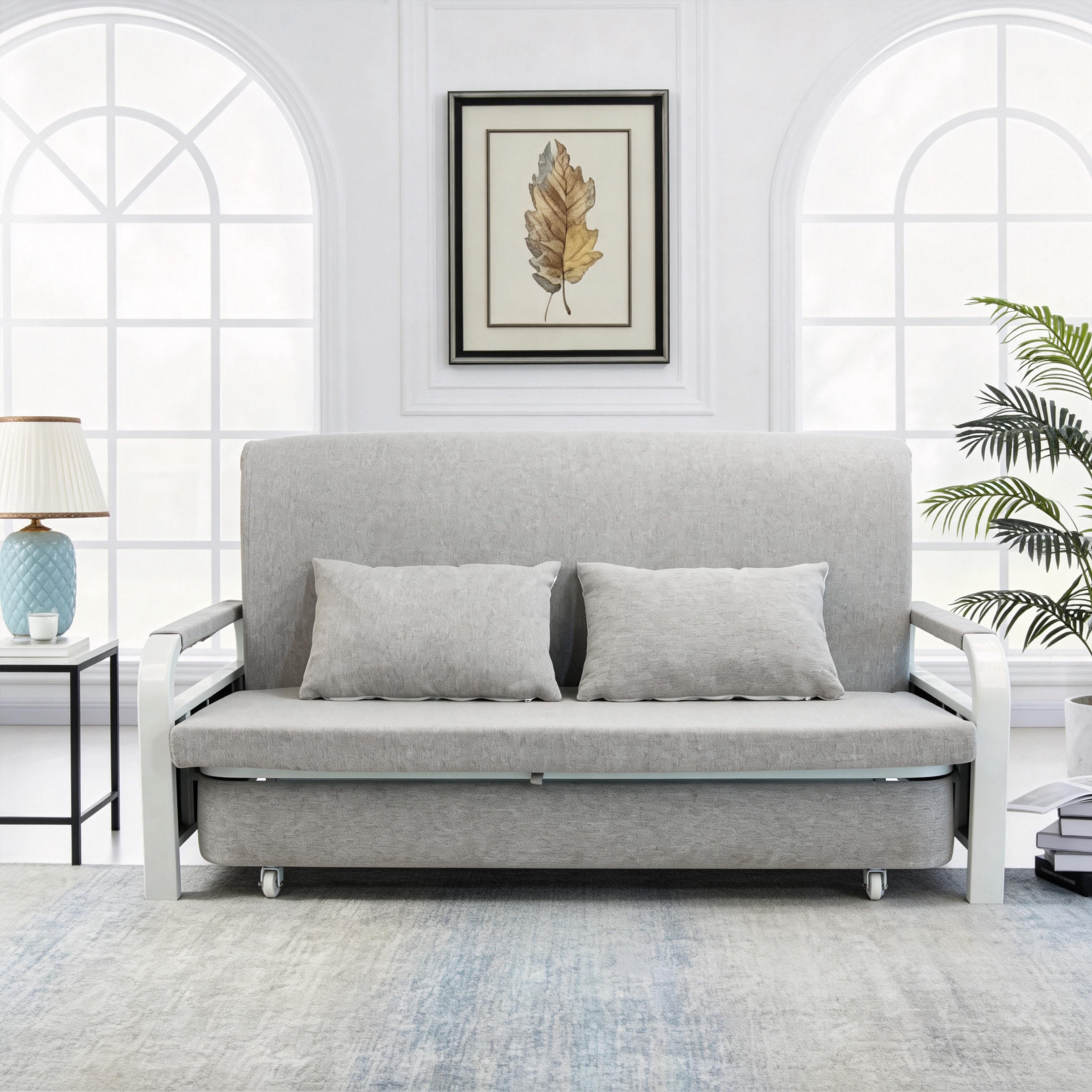 2 In 1 Sofa Bed Beneath Foldable Carbon Hidden Storage Sofa - 128cm
