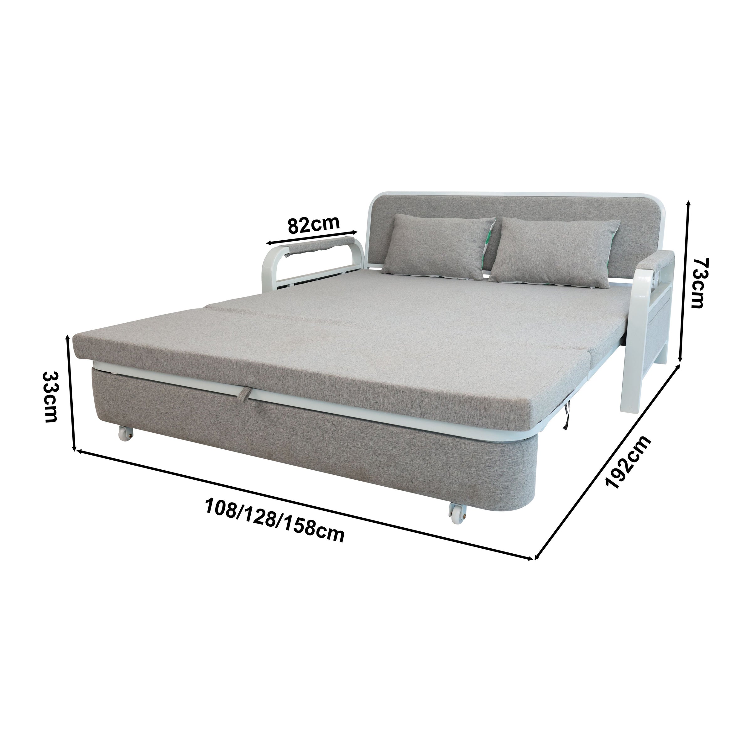 2 In 1 Sofa Bed Beneath Foldable Carbon Hidden Storage Sofa - 128cm