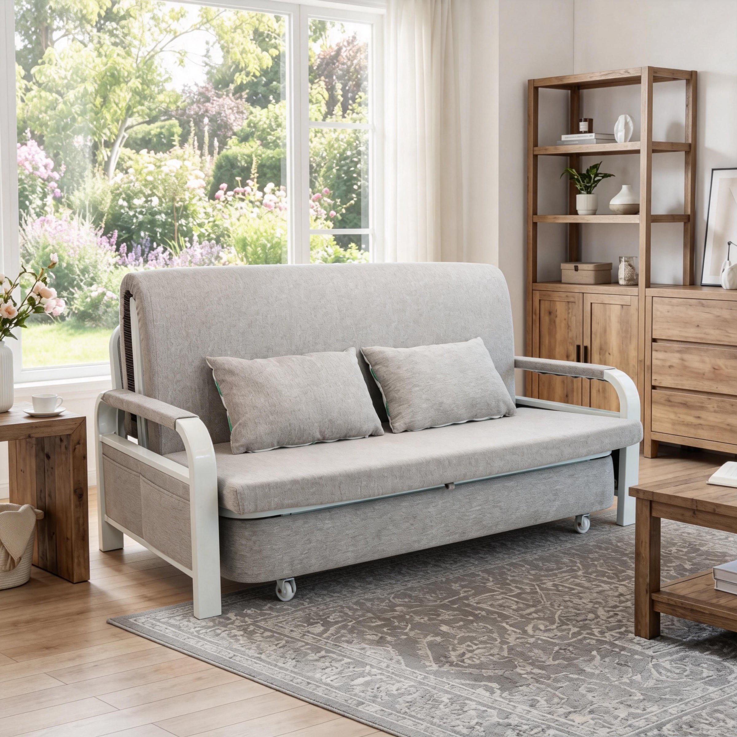 2 In 1 Sofa Bed Beneath Foldable Carbon Hidden Storage Sofa - 158cm