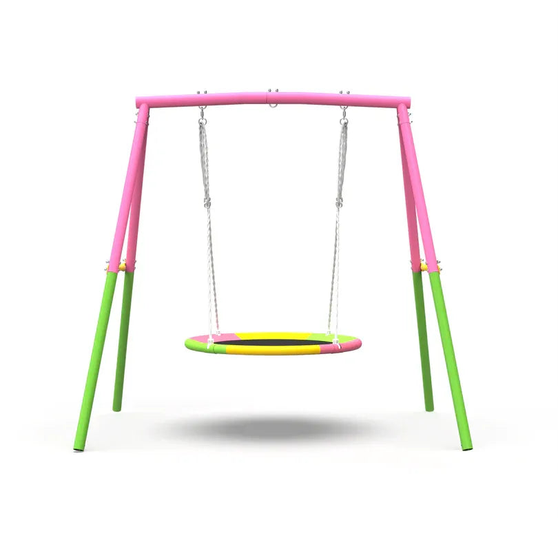 Flying Saucer Swing Set with Heavy Duty A-Frame Metal Swing Stand, Ful V1316-MSG-SW-9901P