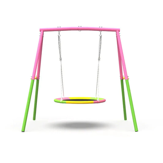 Flying Saucer Swing Set with Heavy Duty A-Frame Metal Swing Stand, Ful V1316-MSG-SW-9901P