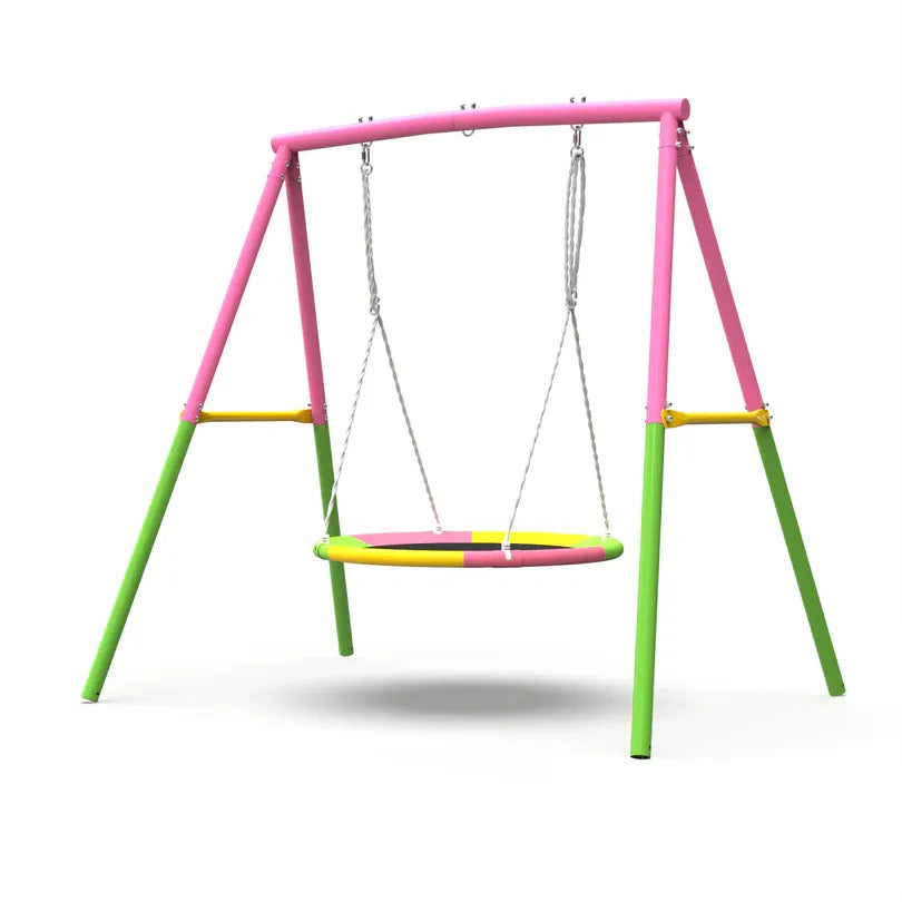 Flying Saucer Swing Set with Heavy Duty A-Frame Metal Swing Stand, Ful V1316-MSG-SW-9901P