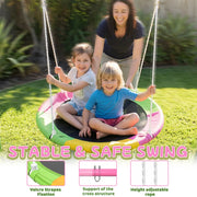 Flying Saucer Swing Set with Heavy Duty A-Frame Metal Swing Stand, Ful V1316-MSG-SW-9901P