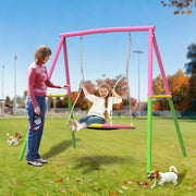 Flying Saucer Swing Set with Heavy Duty A-Frame Metal Swing Stand, Ful V1316-MSG-SW-9901P