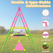 Flying Saucer Swing Set with Heavy Duty A-Frame Metal Swing Stand, Ful V1316-MSG-SW-9901P