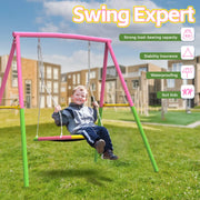 Flying Saucer Swing Set with Heavy Duty A-Frame Metal Swing Stand, Ful V1316-MSG-SW-9901P
