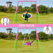 Flying Saucer Swing Set with Heavy Duty A-Frame Metal Swing Stand, Ful V1316-MSG-SW-9901P
