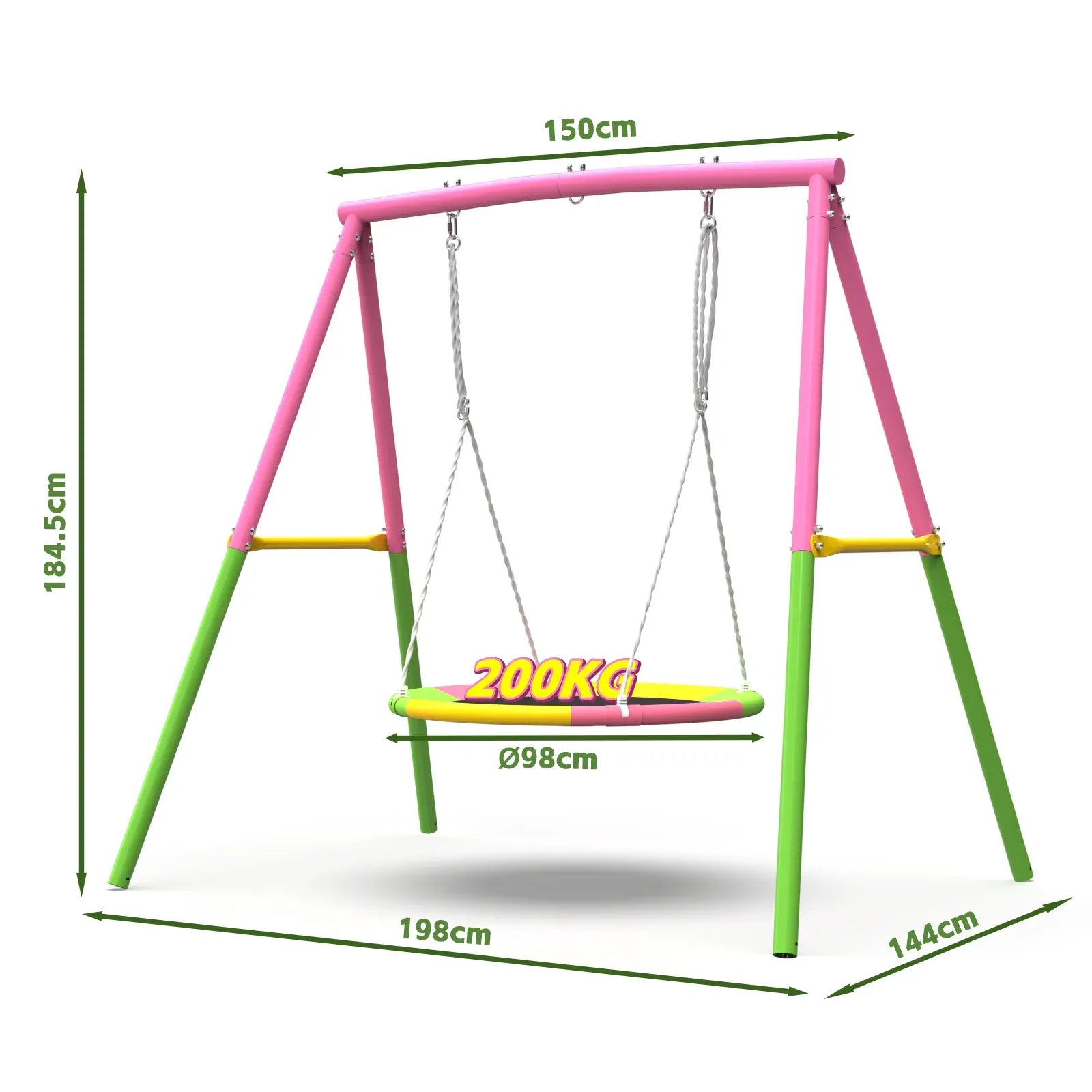 Flying Saucer Swing Set with Heavy Duty A-Frame Metal Swing Stand, Ful V1316-MSG-SW-9901P