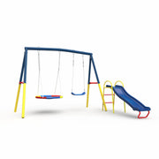 Swing Sets with Kids Slide for Backyard Outdoor, Metal and PE V1316-MSG-SWD-9902
