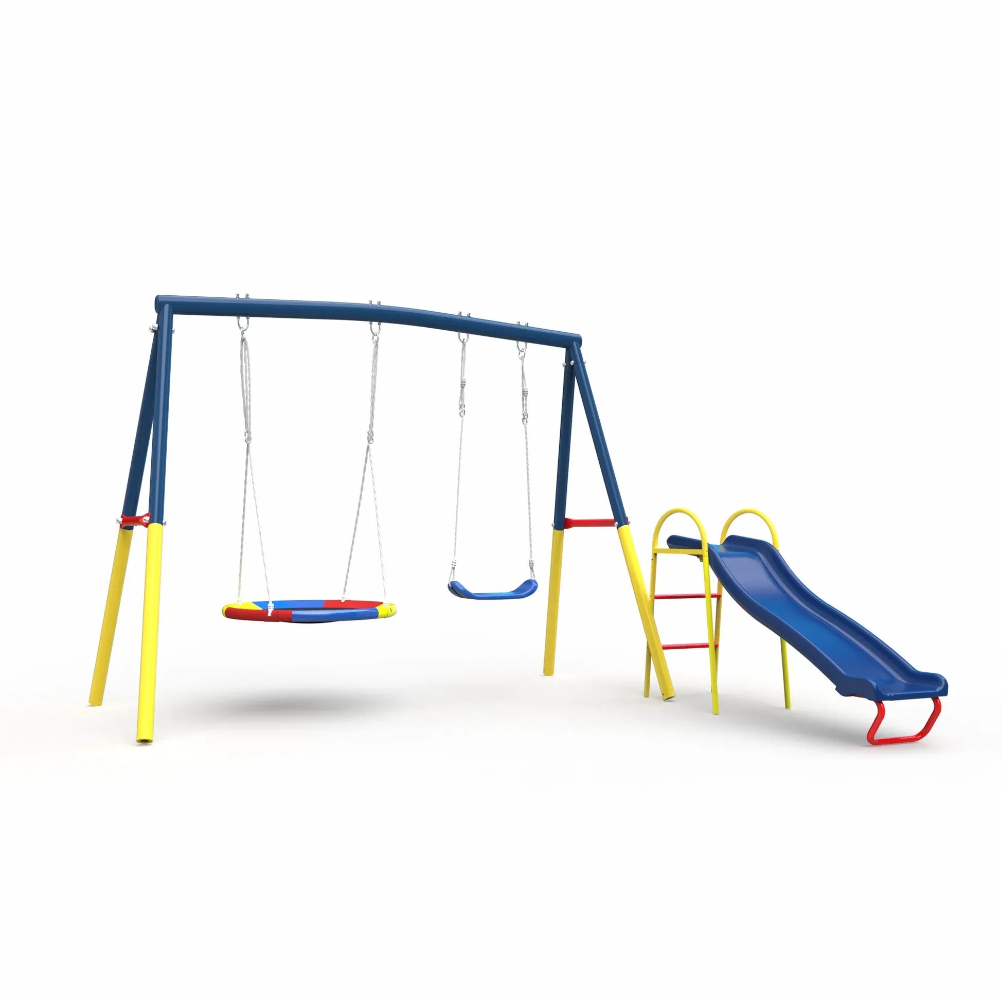 Swing Sets with Kids Slide for Backyard Outdoor, Metal and PE V1316-MSG-SWD-9902