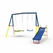Swing Sets with Kids Slide for Backyard Outdoor, Metal and PE V1316-MSG-SWD-9902