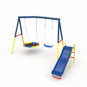 Swing Sets with Kids Slide for Backyard Outdoor, Metal and PE V1316-MSG-SWD-9902