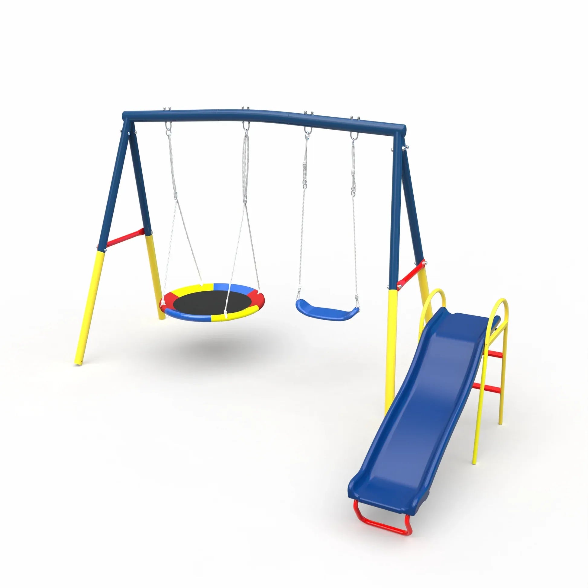 Swing Sets with Kids Slide for Backyard Outdoor, Metal and PE V1316-MSG-SWD-9902