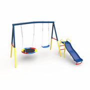Swing Sets with Kids Slide for Backyard Outdoor, Metal and PE V1316-MSG-SWD-9902