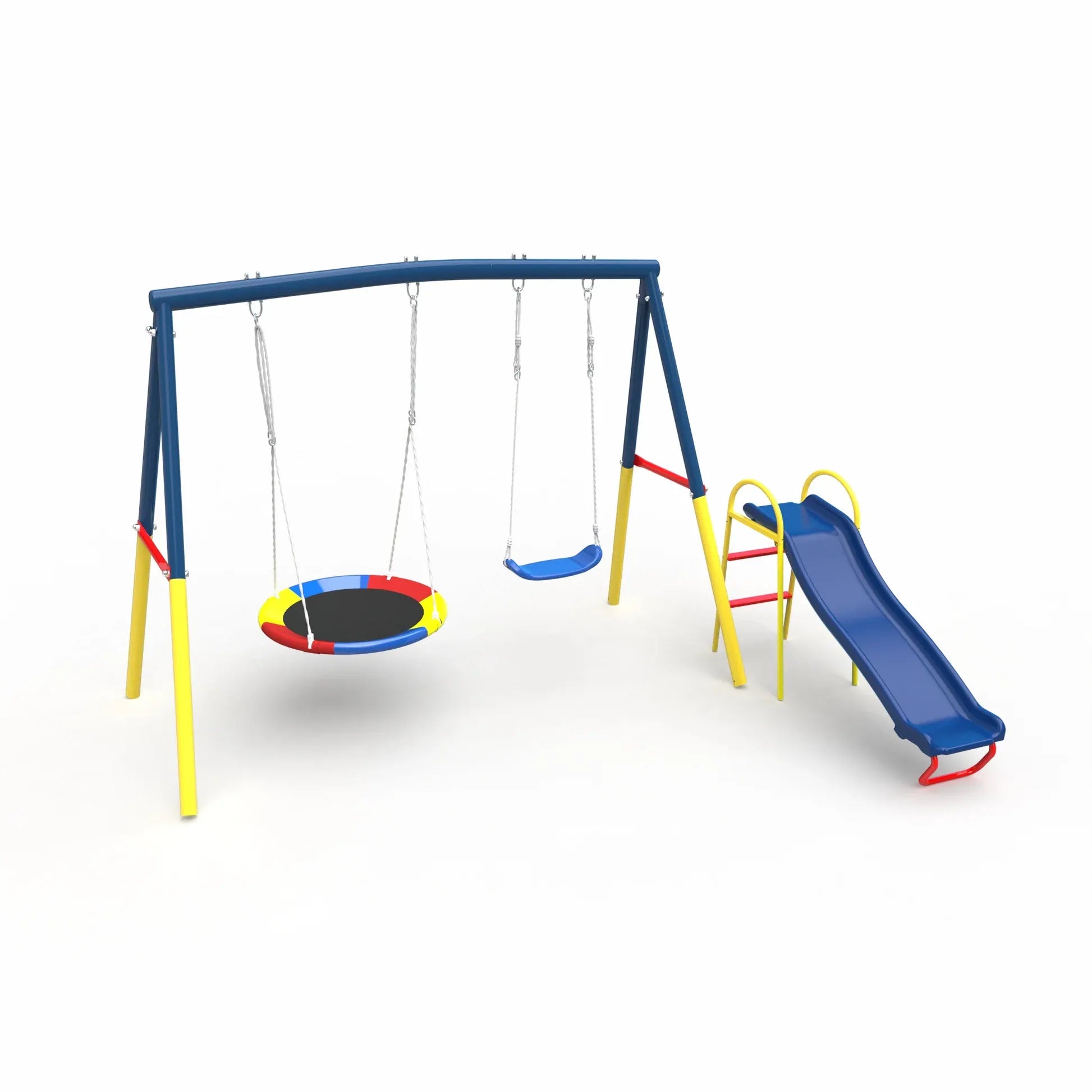 Swing Sets with Kids Slide for Backyard Outdoor, Metal and PE V1316-MSG-SWD-9902
