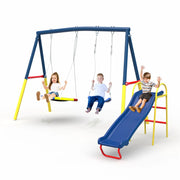 Swing Sets with Kids Slide for Backyard Outdoor, Metal and PE V1316-MSG-SWD-9902