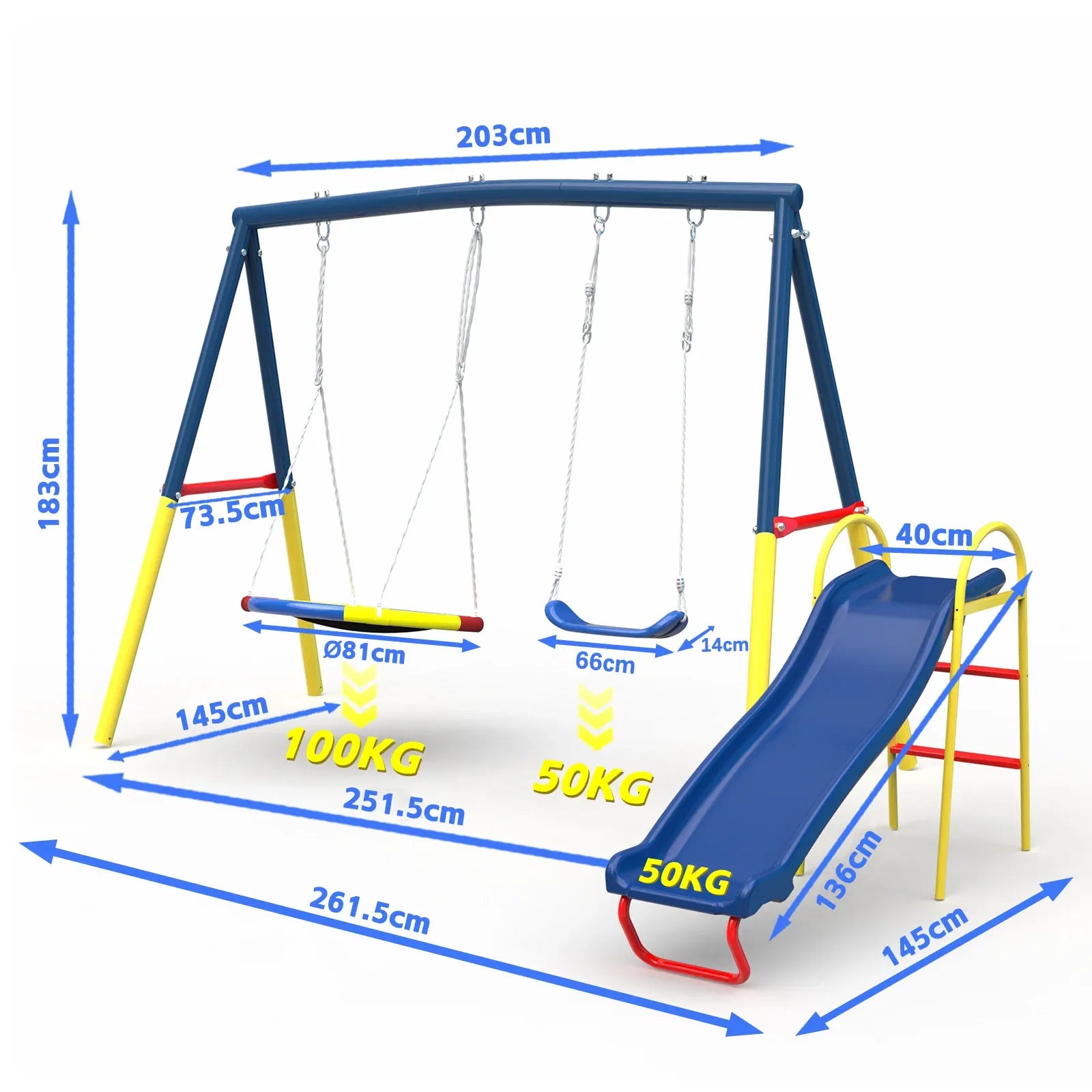 Swing Sets with Kids Slide for Backyard Outdoor, Metal and PE V1316-MSG-SWD-9902