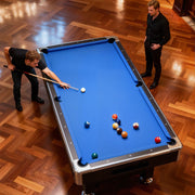 8Ft Billiard Table, Velvet Tablecloth with Accessories - Blue
