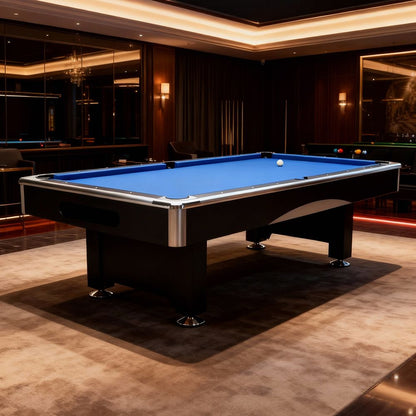 8Ft Billiard Table, Velvet Tablecloth with Accessories - Blue V1316-P181A08-LAN