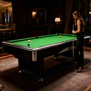 8Ft Billiard Table, Velvet Tablecloth with Accessories - Green